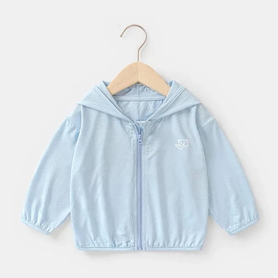 Trikvn Toddler Baby Boys Girls Sun Protection Jacket Lightweight Hooded Zip Up Windbreaker Breathable Summer Outdoor Active Cooling Coat UPF Beach Playwear