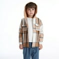 thumbnail image 1 of Trikvn Toddler Baby Boys Hooded Plaid Flannel Shirts Long Sleeve Button Down Shacket Casual Fall Winter Jacket Outerwear Layering Coats Tops with Flap Pockets, 1 of 4