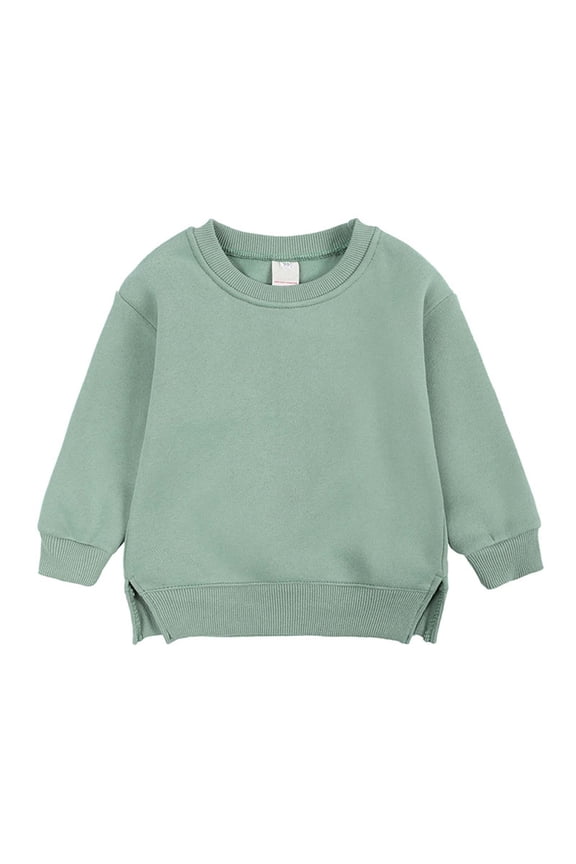 Toddler Baby Girls Crewneck Sweatshirts Long Sleeve Pullover Tops with Side Slits Casual Loose Fit Fall Winter Active Shirts Playwear Everyday Clothes