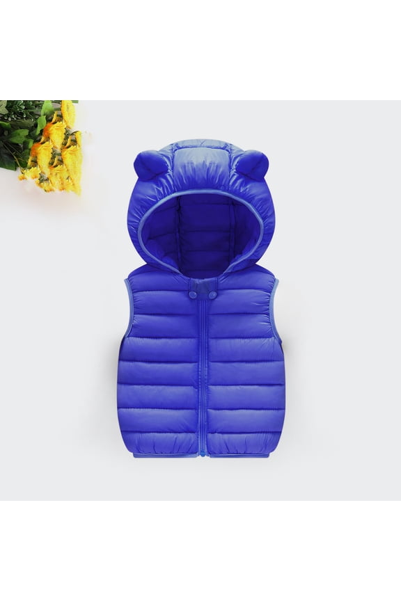 Toddler Baby Girls Sleeveless Puffer Vest with Cute Animal Ears Hood Lightweight Warm Winter Coat Zip Up Windproof Outerwear Waistcoat for Fall Spring Play
