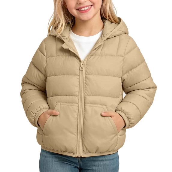 Trikvn Toddler Baby Puffer Jacket with Bear Ears Hood Cute Winter Warm Quilted Outerwear Full Zip Infant Thick Coat with Pockets Windproof Snowsuit Tops for Boys Girls