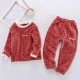 thumbnail image 1 of Trikvn Toddler Boys Girls 2-Piece Fleece Pajamas Set Fuzzy Long Sleeve Pullover Top and Pants Winter Warm Sleepwear Lounge Nightwear Outfit Comfortable Home Clothes, 1 of 5