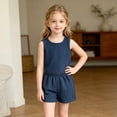 thumbnail image 1 of Trikvn Toddler Girls Casual Shorts Outfit 2-Piece Set Sleeveless Tank Top and Elastic Waist Shorts Comfortable Lightweight Summer Playwear for Everyday Lounge Activewear, 1 of 2