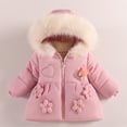 thumbnail image 1 of Trikvn Toddler Girls Winter Puffer Coat Thick Warm Fleece Lined Outerwear with Faux Fur Hood 3D Floral Applique Sweet Flattering Snowsuit for Cold Weather Snow Everyday Wear, 1 of 9
