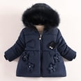 thumbnail image 1 of Trikvn Toddler Girls Winter Puffer Coat Thick Warm Fleece Lined Outerwear with Faux Fur Hood 3D Floral Applique Sweet Flattering Snowsuit for Cold Weather Snow Everyday Wear, 1 of 9