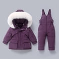 thumbnail image 1 of Trikvn Toddler Kids Winter Snowsuit 2 Piece Puffer Ski Jacket with Faux Hood and Snow Bib Pants Waterproof Windproof Warm Insulated Outfit for Little Boys Girls, 1 of 6