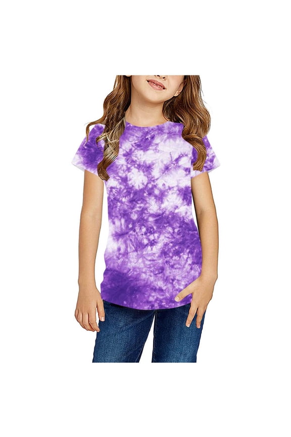 Tween Clothes for Girls Trendy Short Sleeve Crewneck Casual Tees Colorful Printed Summer Fashion Basic Pullover School Kids Shirts