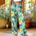 thumbnail image 1 of Trikvn Women Casual Pants Boho High Rise Drawstring Elastic Waist Wide Leg Pants with Pockets Flowy Lounge Vacation Fashion Beach Travel Trousers, 1 of 5