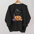 thumbnail image 1 of Trikvn Women's Fall Pullover Sweatshirt Black Cat Witch Hat Pumpkin Graphic Crewneck Long Sleeve Tops Casual Loose Fit Cute Halloween Shirts Apparel Comfortable Wear, 1 of 6