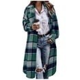 thumbnail image 1 of Trikvn Women's Long Plaid Shacket Coat Button Down Flannel Shirt Jacket Fall Winter Fashion Oversized Outerwear Trench Coats with Pockets Casual Streetwear Tops, 1 of 6