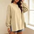 thumbnail image 1 of Trikvn Women's Oversized Crewneck Sweatshirt Long Sleeve Drop Shoulder Pullover Tops Side Slits Casual Loose Tunic Shirts Fall Winter Loungewear Comfy Clothes, 1 of 9