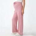 thumbnail image 1 of Trikvn Womens Maternity Lounge Pants Ribbed Knit Wide Leg Pregnancy Trousers Over The Belly with Front Tie Casual Flowy Sweatpants High Waisted Stretchy Comfy Wear, 1 of 7