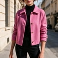thumbnail image 1 of Trikvn Womens Short Wool Blend Jacket Lapel Collar Button up Cropped Coat Long Sleeve Casual Fleece Outerwear for Fall Winter Daily Business Casual, 1 of 6