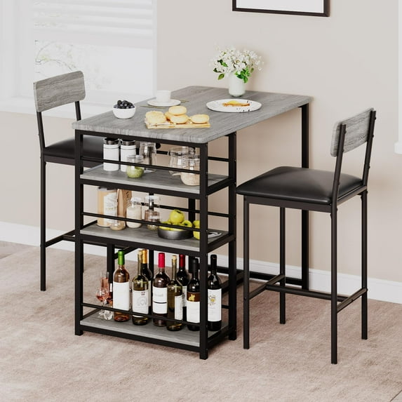 Trilenars 1+2 Set Dining Table in Grey for Breakfast,Grey