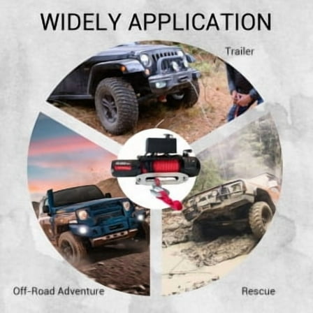 Trilenars 10000 lbs 85ft Electric Winch,12V Electric Synthetic Rope Pulling Winch,Waterproof IP67 80ft Red Synthetic Rope Truck Winch with Wireless Handheld Remote Control for Trucks,SUVs,10000lbs