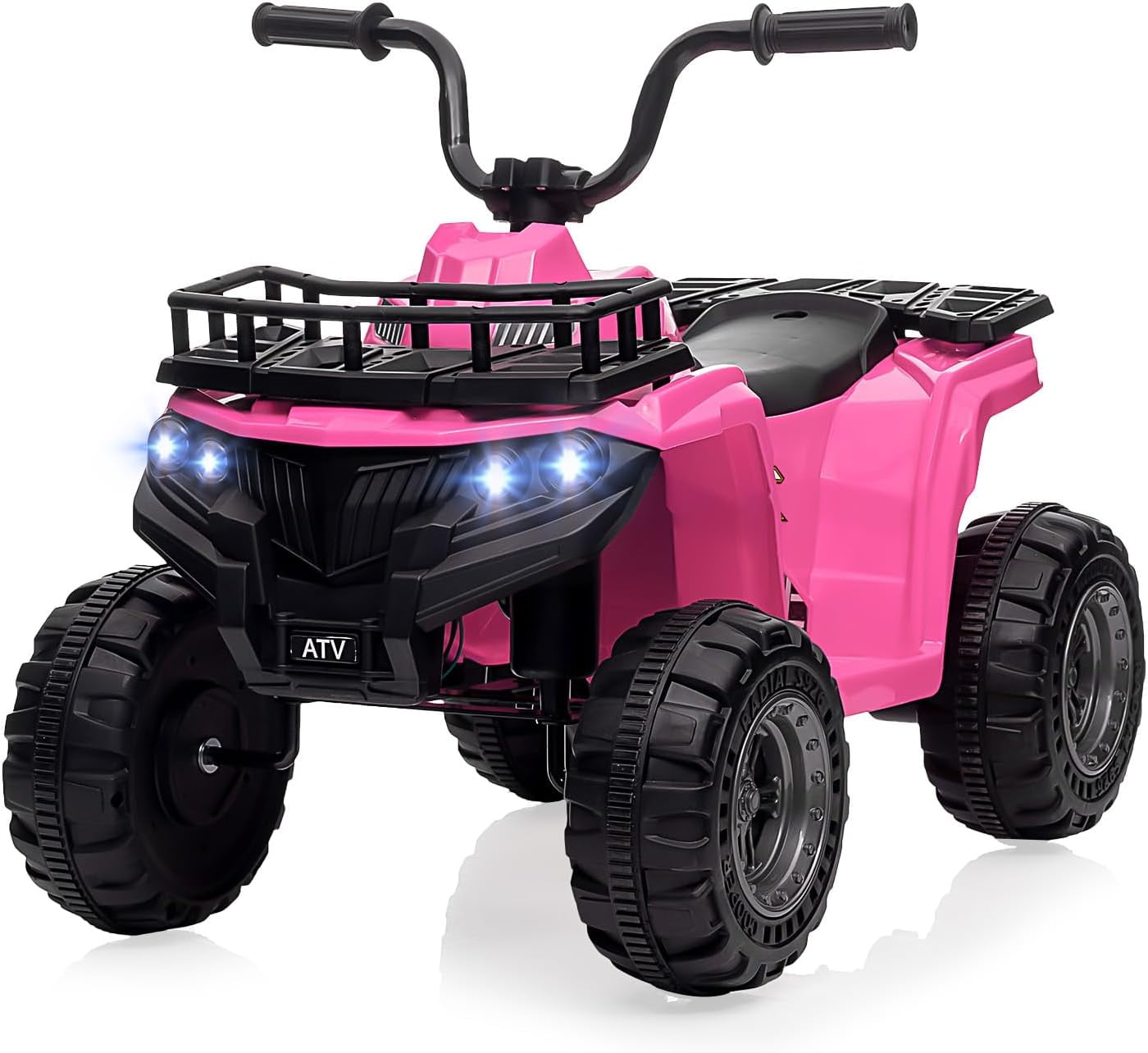 Trilenars 12V ATV Electric 4 Wheeler in Pink with LED Lights,Pink
