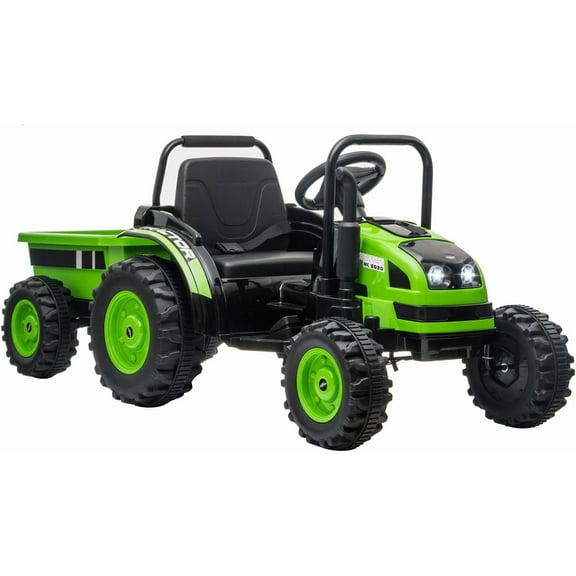 Trilenars 12V Electric Ride on Tractor in Green with RC Trailer,Green