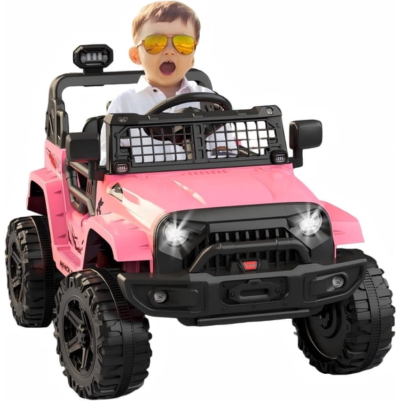 Trilenars 12v Ride on Truck in Pink with Remote Control,Pink