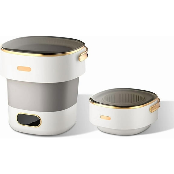 Trilenars 13L Portable Washer, With 3 Cleaning Modes, Mini Washing Machine- for Small Clothes, Underwear, Baby Clothe, Socks, Foldable Washing Machine, for Apartment&Home&Travel,Gray White