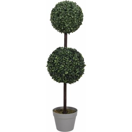 Trilenars 2 PCS 24inch Artificial Boxwood Topiary Tree,Dark Green