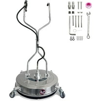 Trilenars 20inch Pressure Washer Surface Cleaner with 4 Wheels - Stainless Steel Dual Handle Surface Cleaner 4600 Max PSI,3/8inch Connector & 1/4inch Adapter for Floor Driveway,Silve