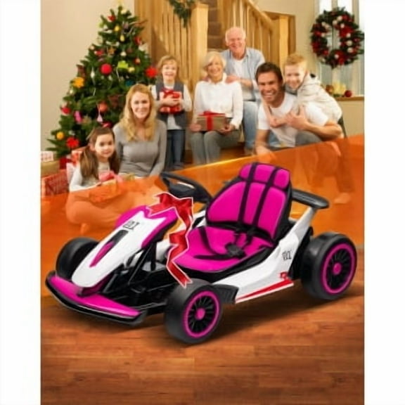 Trilenars 24V Go Kart for Kids,Drift Kart with 2X200W Strong Motor,7AH Big Battery,Electric Pedals,Electric Go Kart Outdoor Race Toy,Max Load 110lbs for Boys and Girls,Pink