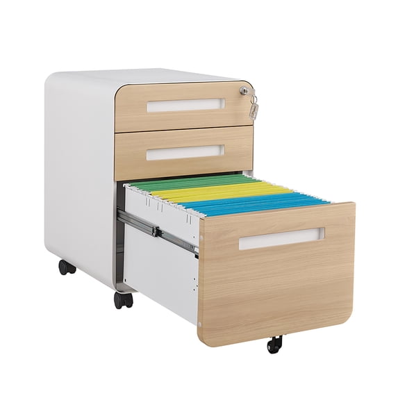 Trilenars 3 Drawer Mobile File Cabinet With Lock, Metal Under Desk Rolling Filing Cabinets, Fully Assembled 5-wheel Office Cabinet For Home Office Letter/Legal/A4
