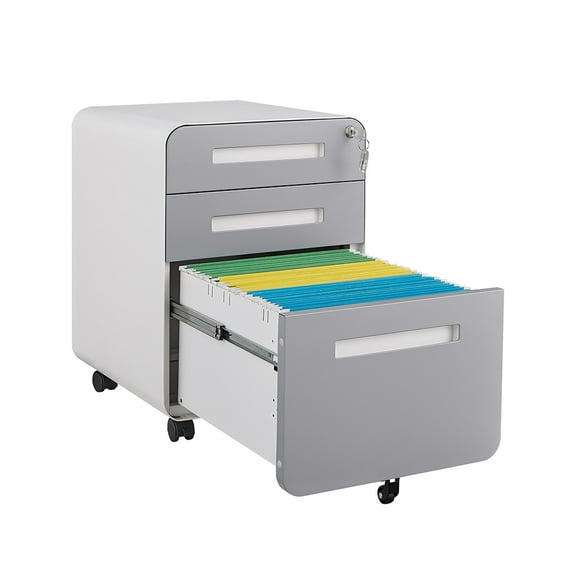 Trilenars 3 Drawer Mobile File Cabinet With Lock, Metal Under Desk Rolling Filing Cabinets, Fully Assembled 5-wheel Office Cabinet For Home Office Letter/Legal/A4