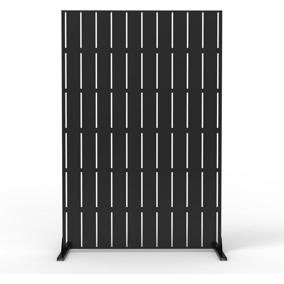 Trilenars 3-Panel Outdoor Divider,Metal Privacy Screen,Outdoor Privacy Screens,Decorative Fence for Patio Lawn Garden Deck Balcony,With Hook- 72" H x 47" W,Black-HA22