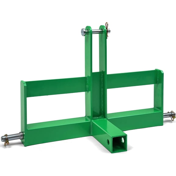 Trilenars 3 Point Trailer Hitch with 2Inch Receiver for Category 1,3 Point Tractor Quick Hitch Drawbar Adapter Attachments with Suitcase Weight Brackets,Green