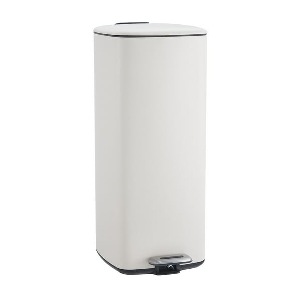 Trilenars 30L Soft-Close Step-On Trash Can– Stainless Steel Square Garbage Bin with Removable Inner Bucket – Modern Waste Container for Home, Office