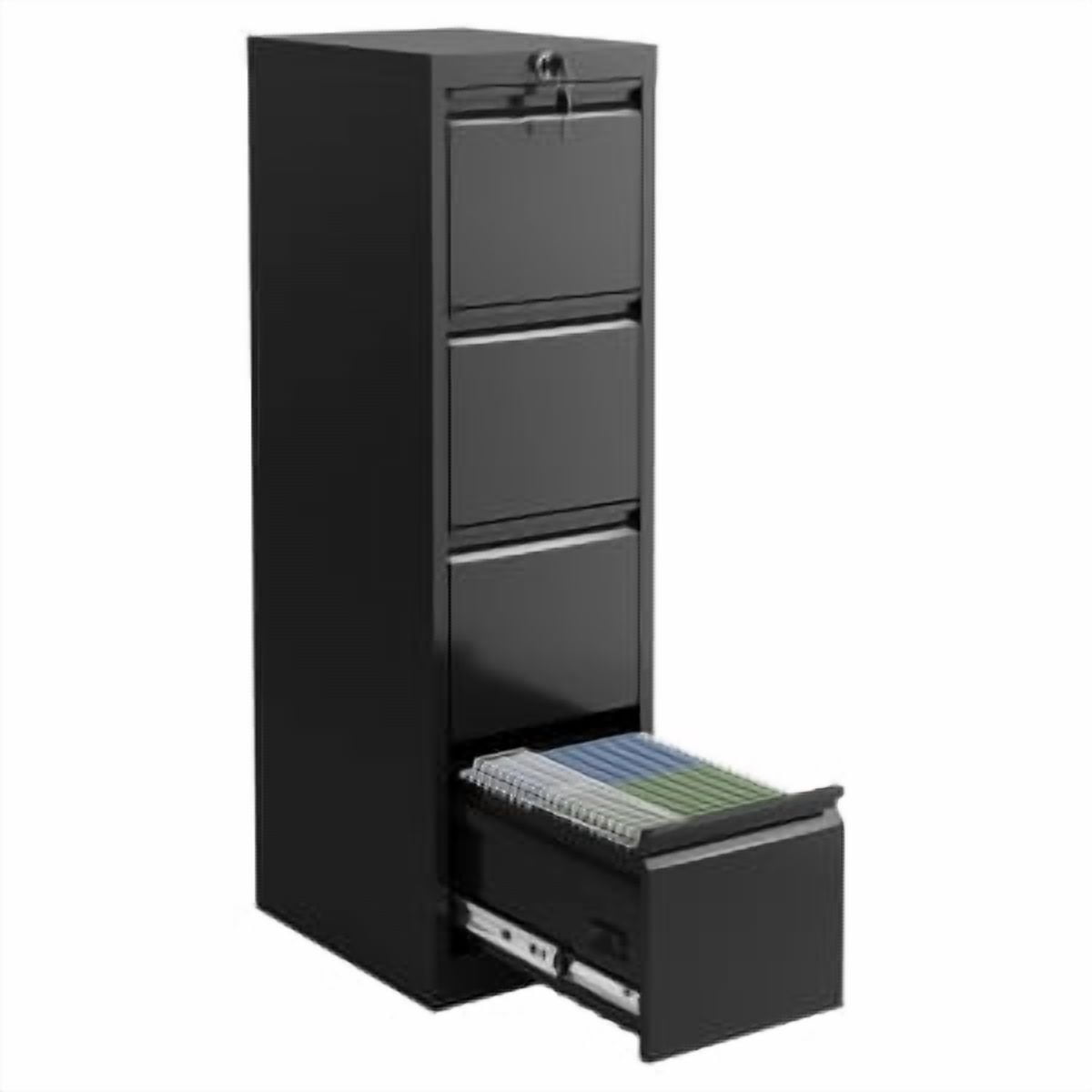 Trilenars 4 Drawer File Cabinet with Lock for Office,Black