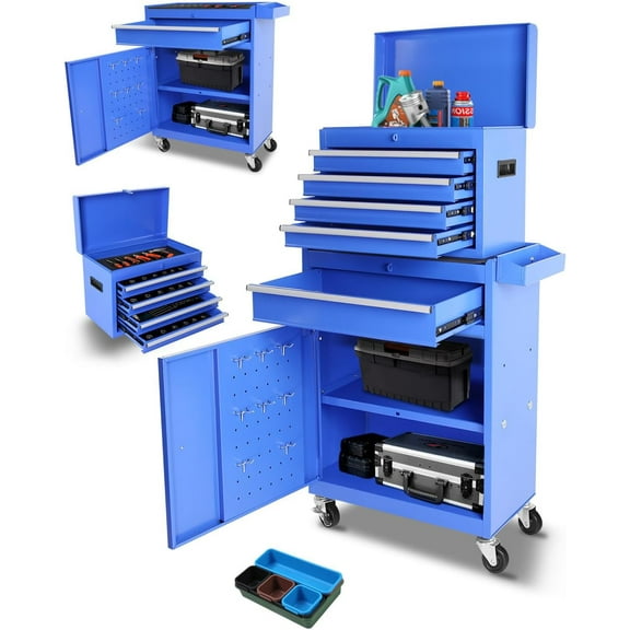 Trilenars 5-Drawer Rolling Tool Chest with Wheels in Blue,Blue
