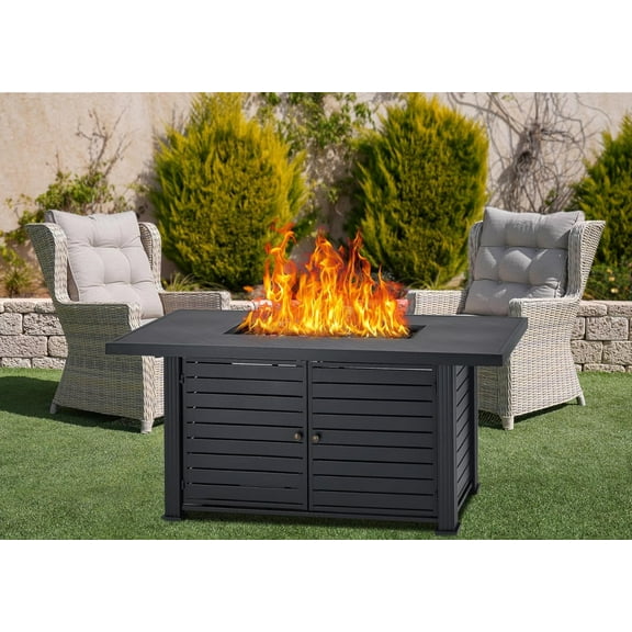 Trilenars 52 Inch Propane Fire Pit Table,2-in-1 Outdoor Gas Fire Pit for Patio with 50,000 BTU,Rectangle Fire Table Coffee Dining Bar Table,Firepit for Outside Deck Backyard,Classic