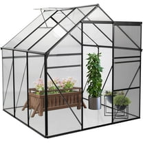 Trilenars 6x6FT Walk in Greenhouse with Sliding Door,Black