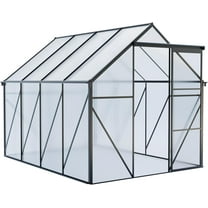 Trilenars 6x8 FT Greenhouse,Heavy-Duty Polycarbonate Aluminum Green House Kit with Sliding Door and Adjustable Roof Vent,Walk-in Greenhouse for Outdoors,Garden,Black