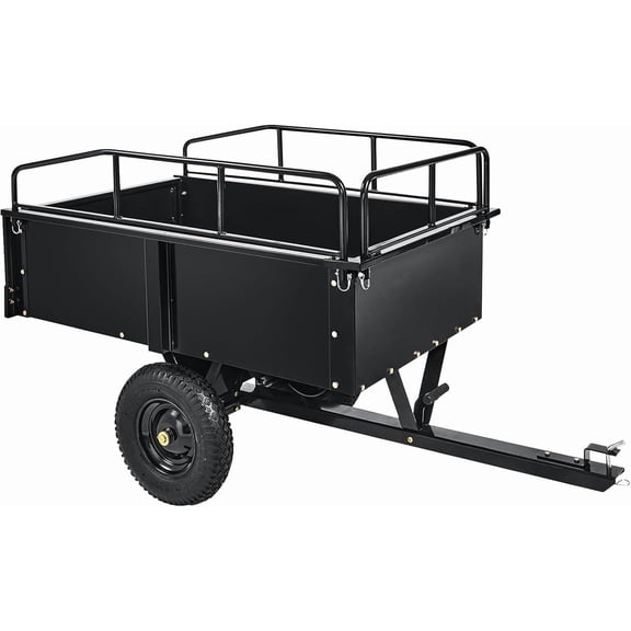 Trilenars 750Lbs Heavy-Duty Steel Dump Garden Trailer,Multi-Purpose Utility Hauler with Removable Sides & Tilt Design for Sand/Gravel/Firewood,Black