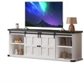 thumbnail image 1 of Trilenars 77 Inch TV Stand - Mid Century Entertainment Center with Storage Cabinets, Charge Station & Barn Doors**, 1 of 6