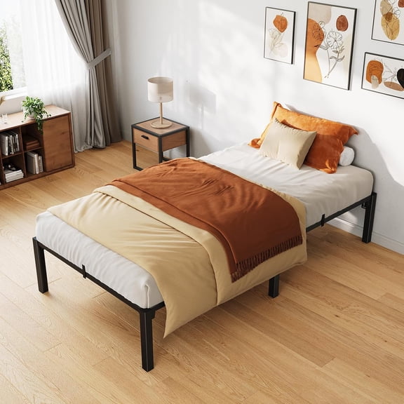Trilenars 8 INCH Bed Frame Twin Size,Metal Platform,No Screws Needed,No Box Spring Needed,Heavy Duty,800 Lbs Capacity,Tool-Free Assembly with Reinforced Iron Slats & Legs,Easy Assembly,TWIN