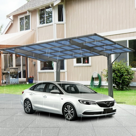 Trilenars Carport Canopy, Heavy Duty Canopy For Garage With Sink, 2 Aluminum Alloy Columns, Galvanized Metal Roof, Multi-Purpose Car Shade Shelter For Outdoor