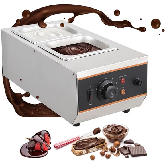 Trilenars Chocolate Tempering Machine,1.5L 3-Tank Melting Pot with Temp Control (32~176℉),800W Stainless Steel – Commercial Warmer for Chocolate,Cream,CS-2 1.5L