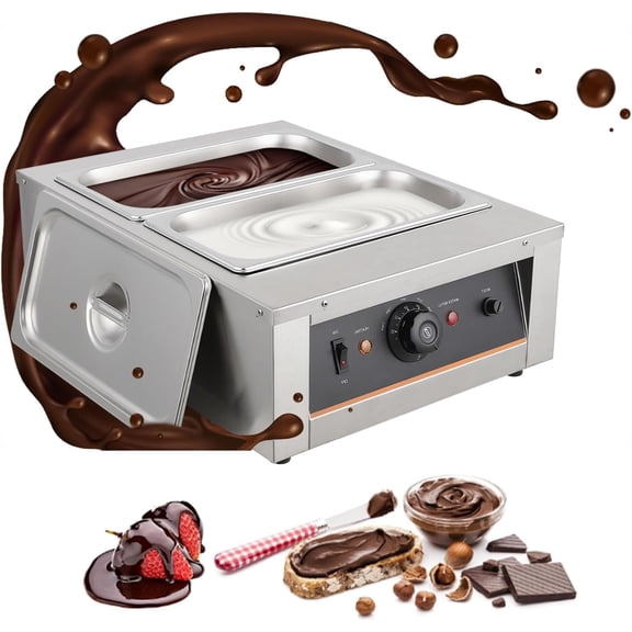 Trilenars Chocolate Tempering Machine,3.3L 2-Tank Melting Pot with Temp Control (32~176℉),800W Stainless Steel – Commercial Warmer for Chocolate,Cream,CS-4 3.3L