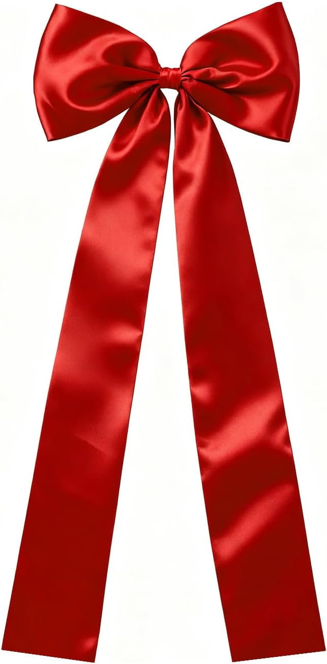 Trilenars Christmas Tree Topper Bow - Classic Red Ribbon Bow for Xmas Tree Decor,Fireplace,Staircase Decorations,23.62 x 62.99(inches),Red