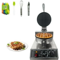 Trilenars Commercial Waffle Maker,1200W Stainless Steel Nonstick Round Waffle Iron with 122℉ to 572℉ Temp Range & Time Control,for Household Bakeries Snack Bar,Black