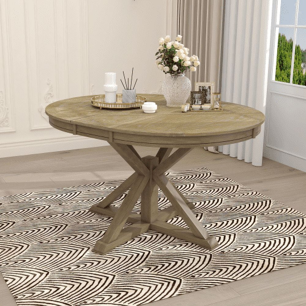 Trilenars Extendable Dining Table, Solid Wood Oval Dining Table For 6 ...