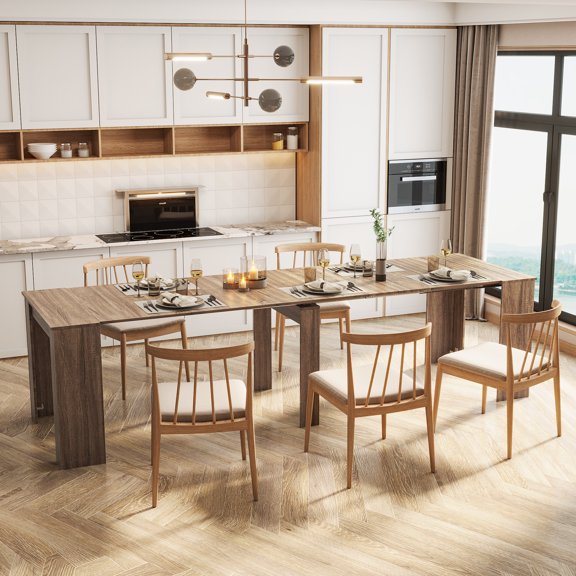 Trilenars Foldable Dining Table, Modern Multifunction Extendable Console Table, Space Saving Kitchen Table For Small Spaces, Kitchen, Living Room