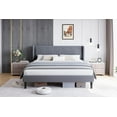 thumbnail image 1 of Trilenars Full Size Bed Frame,Upholstery Platform Bed with Wingback Headboard,Wooden Slat Support,Easy Assembly,No Box Spring Need,Dark Gray, 1 of 8