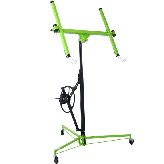 Trilenars Gypsum Board Rolling Lift Panel, 11 Foot Hoist Jack Lift, Gypsum Board Lift, 150 Lb Load Bearing Panel Lift Tool, Heavy Steel, with Telescopic Arm and 3 Lockable Wheels ,Green + Black