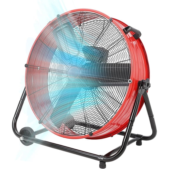 Trilenars Industrial Floor Fan 24 Inch in Red for Commercial,Red Bucket
