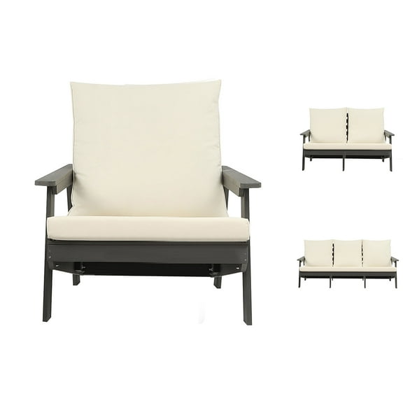 Trilenars Outdoor Backyard Patio Sofa, Weather Resistant Sofa Chair With Cushion, Armrests, Comfortable Backrest, Indoor Outdoor Patio Sofa Chair, For Garden, Backyard, Porch